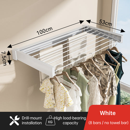 Clothes Rack 70/100cm– Wall-Mounted Aluminum Drying Hanger for Bathroom, Balcony, Bedroom