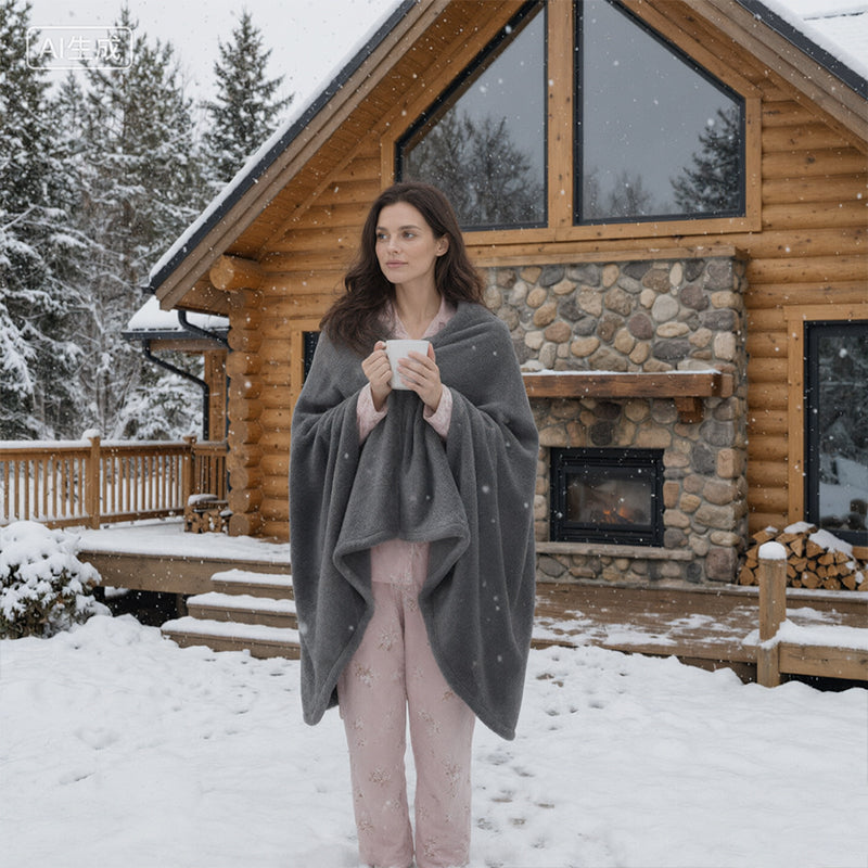 Heated Blanket Shawl – USB Fast Heating, 3 Levels, 8 Heating Areas, Wearable Heating Mat for Home