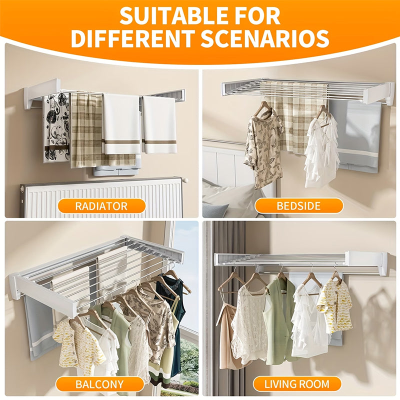 Clothes Rack 70/100cm– Wall-Mounted Aluminum Drying Hanger for Bathroom, Balcony, Bedroom