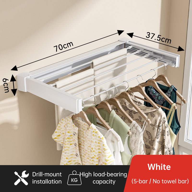 Clothes Rack 70/100cm– Wall-Mounted Aluminum Drying Hanger for Bathroom, Balcony, Bedroom