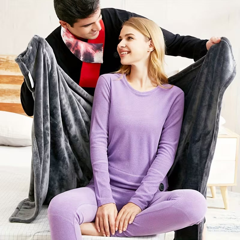 Heated Blanket Shawl – USB Fast Heating, 3 Levels, 8 Heating Areas, Wearable Heating Mat for Home